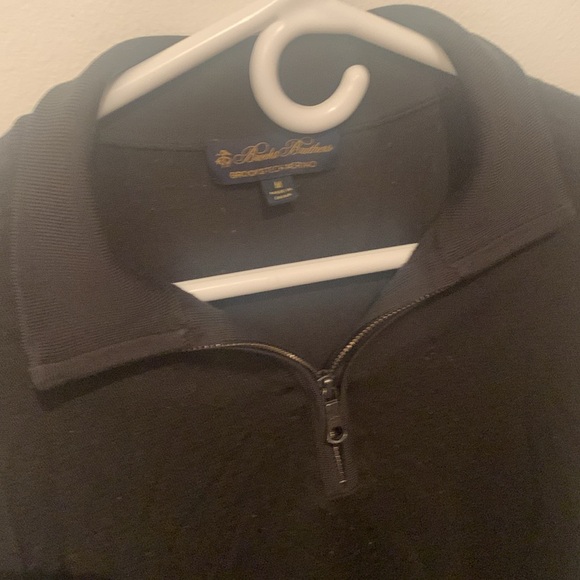 Stunning Dark Brown Brooks Brothers 100% Merino Wool Quarter Zip Sweater SZ M - Picture 4 of 6